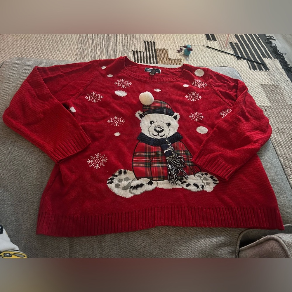 Polar Bear Christmas Sweater 2X Red